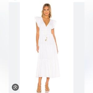 Karina Grimaldi Karla Metallic Midi Dress XS white gold